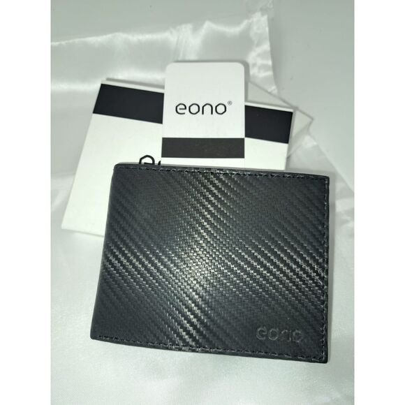 NIB- Eono Genuine Leather XL weave look Leather Black Wallet for Men - Picture 5 of 7